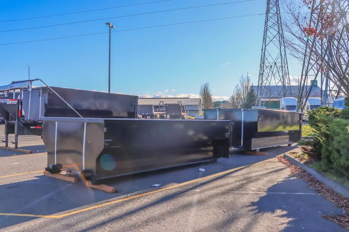 Roll-off dumpster ready for waste disposal at job site for 12 Yard Dumpster Rental in Boiling Spring Lakes